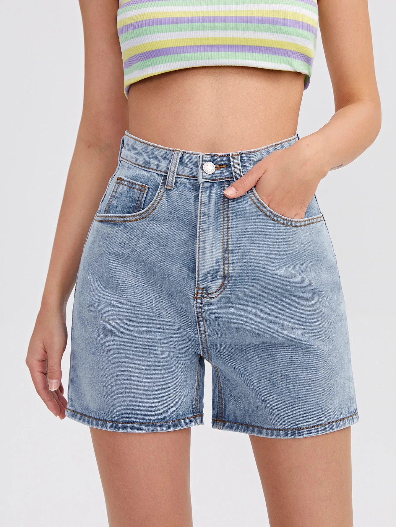 Straight Leg Solid Denim Shorts
   SKU: swshorts01201223029      
          (9999+ Reviews)
     ... | SHEIN