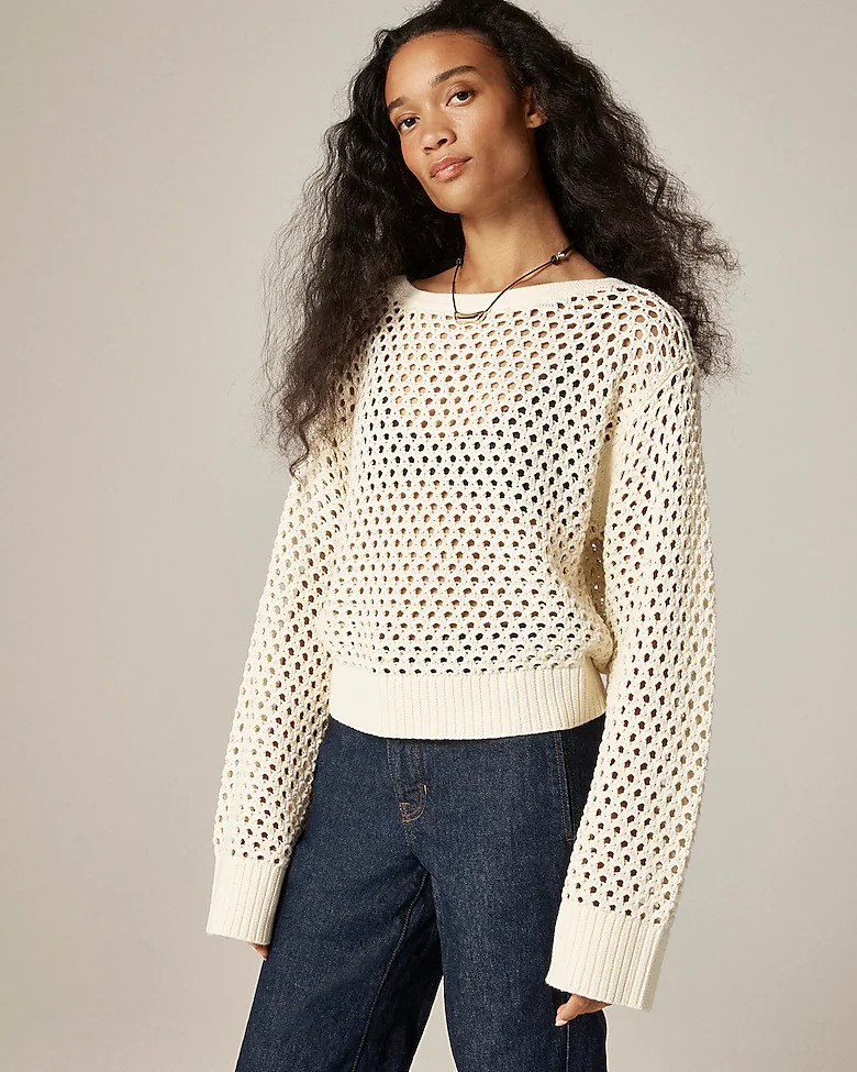 Pointelle boatneck sweater | J. Crew US