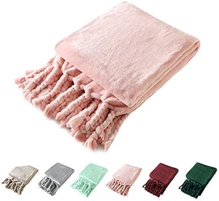 Homiest Flannel Blanket with Fringe Lightweight Cozy Fleece Throw Blanket Microfiber Blanket for ... | Amazon (US)