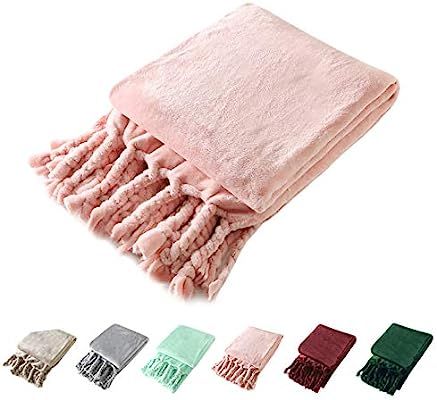 Homiest Flannel Blanket with Fringe Lightweight Cozy Fleece Throw Blanket Microfiber Blanket for ... | Amazon (US)