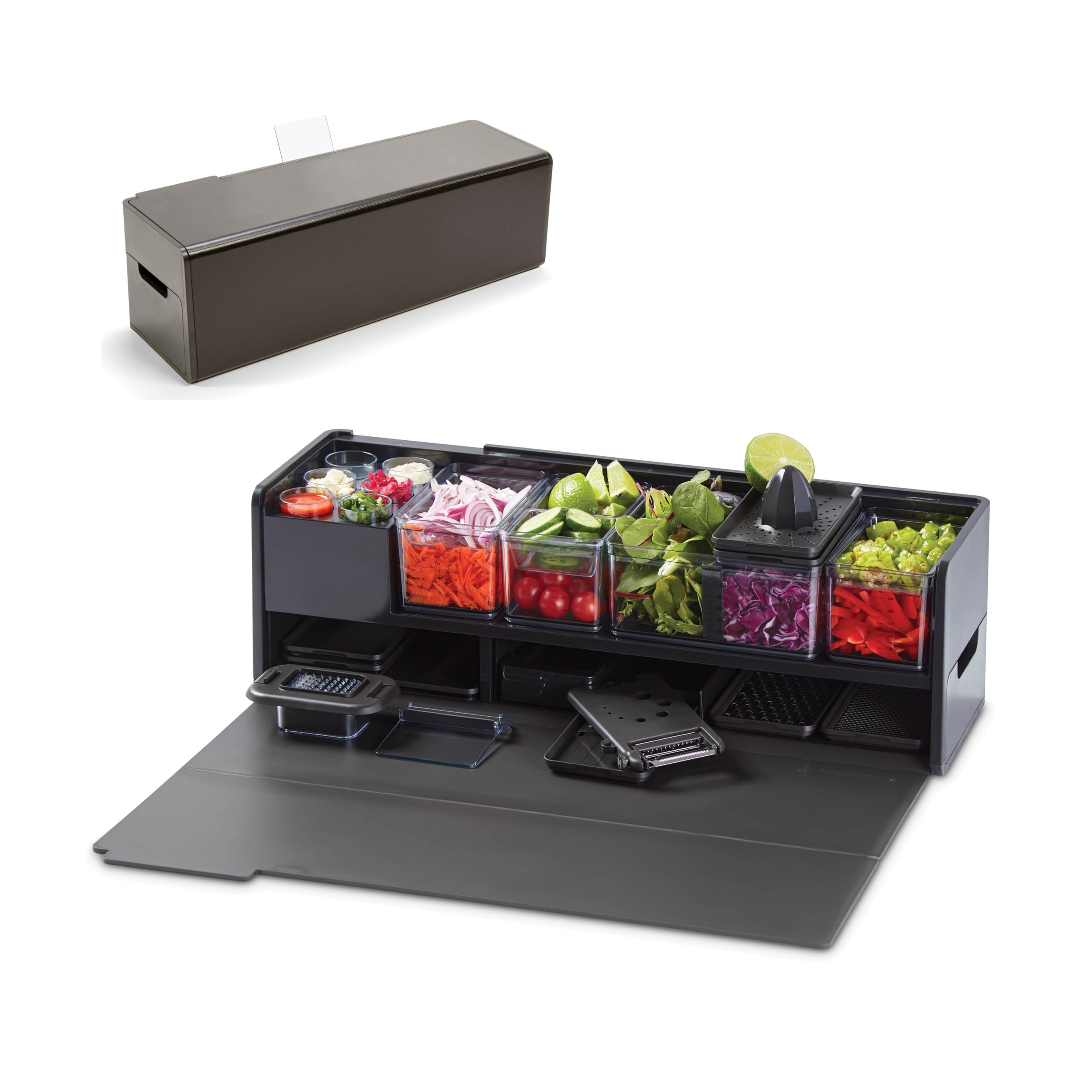 Prepdeck Gen 2 Recipe Prep & Storage Station - 8 Essential Tools + Deluxe Cutting Board, 14 Plast... | Amazon (US)