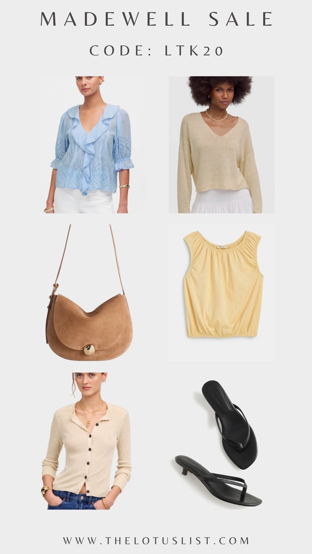 Madewell LTK Sale Finds

Ltkfindsunder100 / ltkfindsunder50 / butter yellow / butter yellow blouse / suede bag / side saddle bag / saddle bag / beige sweater / beige blouse / neutral blouse / neutral sweater / neutral fashion / flowy top / blue blouse / black kitten heels / black heeled sandals / black sandals / kitten heels / coastal fashion / spring fashion / summer fashion / spring outfit / spring outfits / summer outfit / summer outfits / ltkmidsize / ltkplussize / LTKitbag / LTKshoecrush / madewell / madewell sale / sale / sale alert / ltkmidsize / madewell plus size / plus size outfit 

#LTKxMadewell #LTKSaleAlert #LTKStyleTip