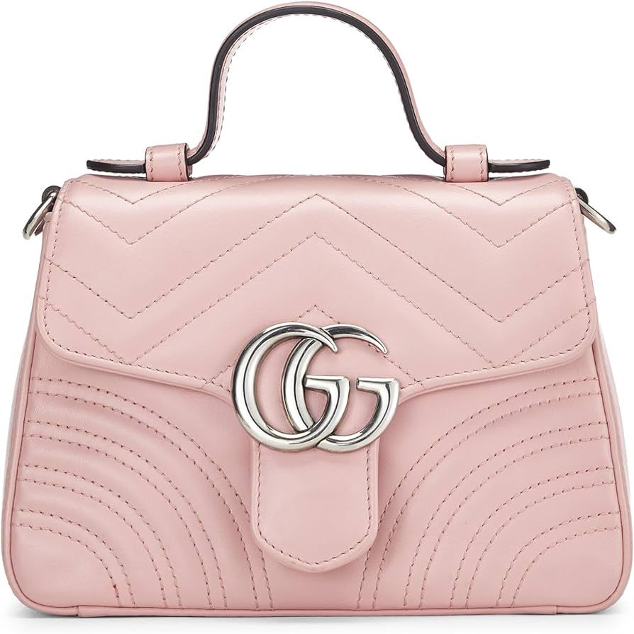 Amazon.com: Gucci, Pre-Loved Pink Leather GG Marmont Top Handle Flap Bag Mini, Pink : Luxury Stor... | Amazon (US)