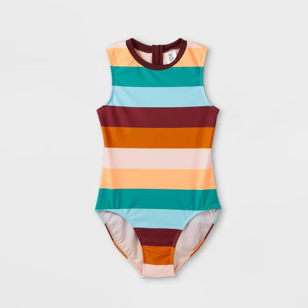 Girls' Sleeveless Striped One Piece Swimsuit - art class™ | Target