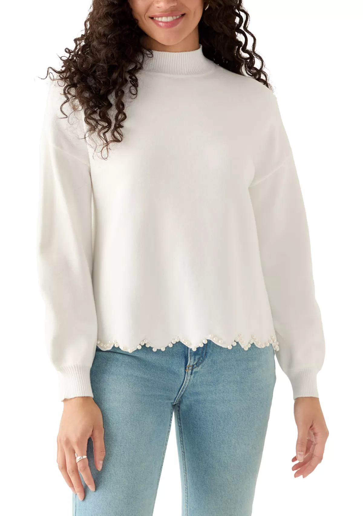 Women's Scallop Pearl Hem Sweater | Belk