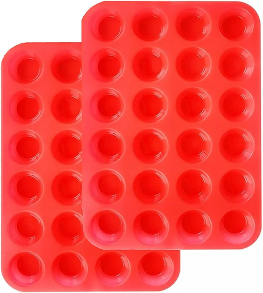 Mini Muffin &Cupcake Set, 24 Cups 2-Pieces, Nonstick Silicone Baking Pan, BPA Free and Dishwasher... | Amazon (US)