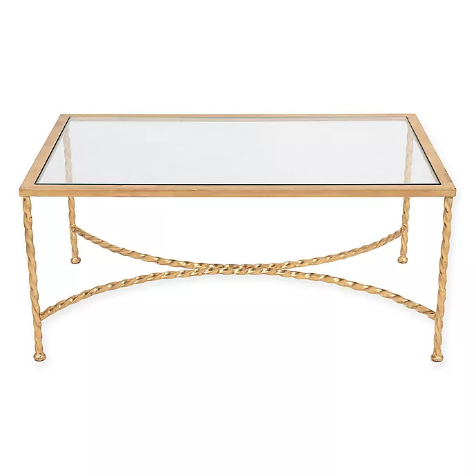Safavieh Couture Matilda Gold Leaf Glass Coffee Table | Bed Bath & Beyond | Bed Bath & Beyond