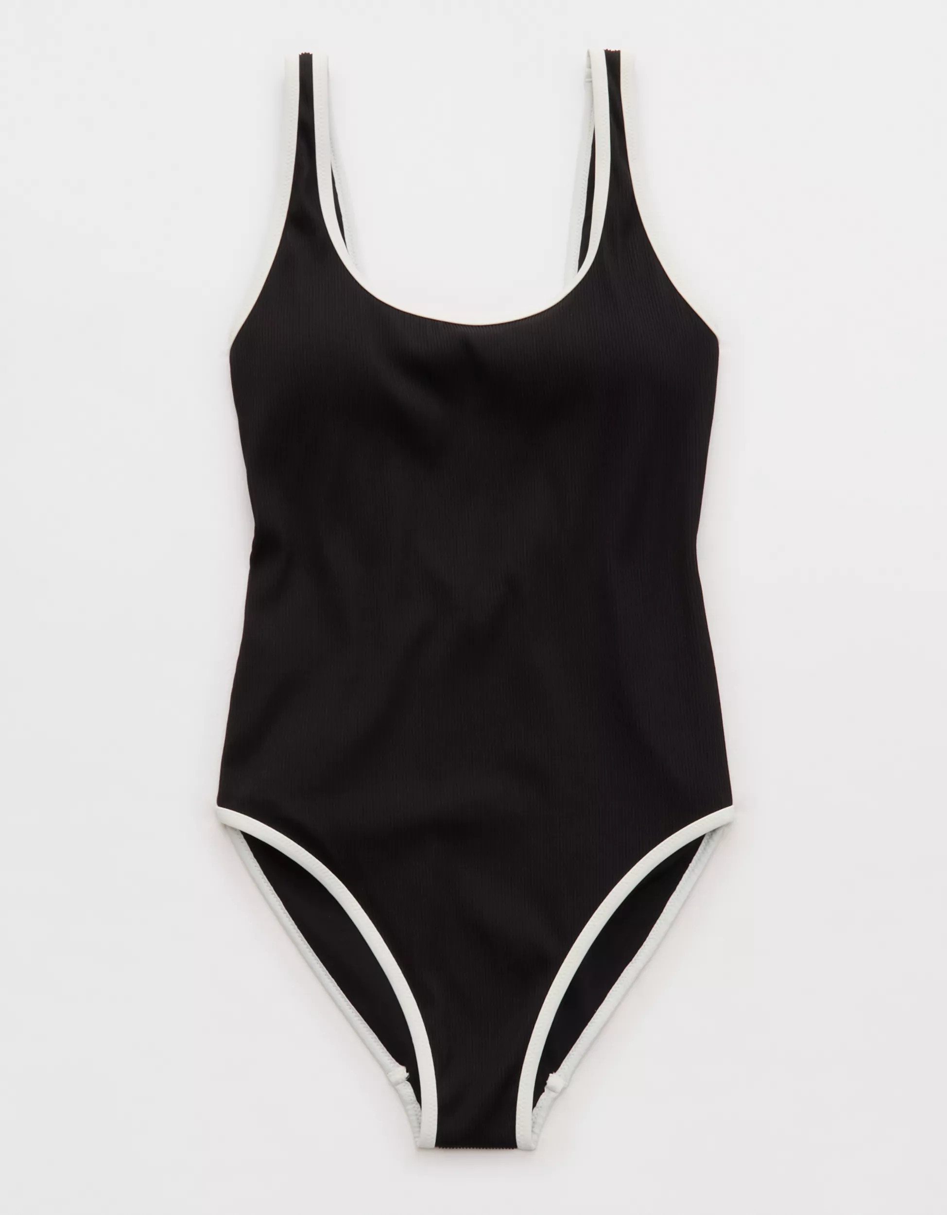 Aerie Scoop Full Coverage Ribbed One Piece Swimsuit | American Eagle Outfitters (US & CA)