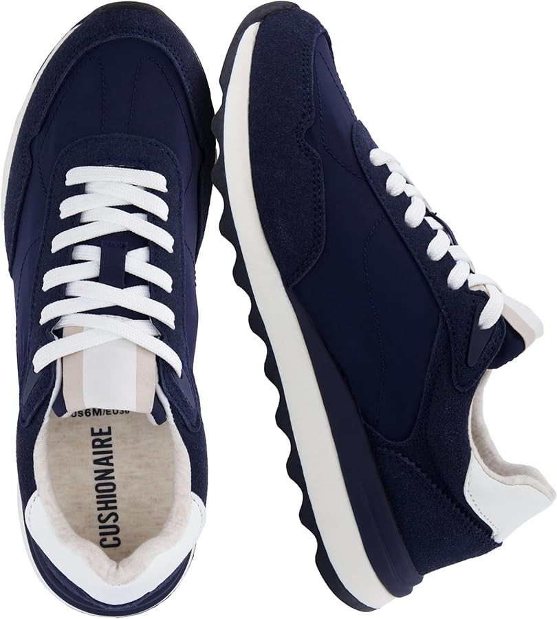 CUSHIONAIRE Women's Kicks lace up Nylon Sneaker +Comfort Foam, Wide Widths Available | Amazon (US)