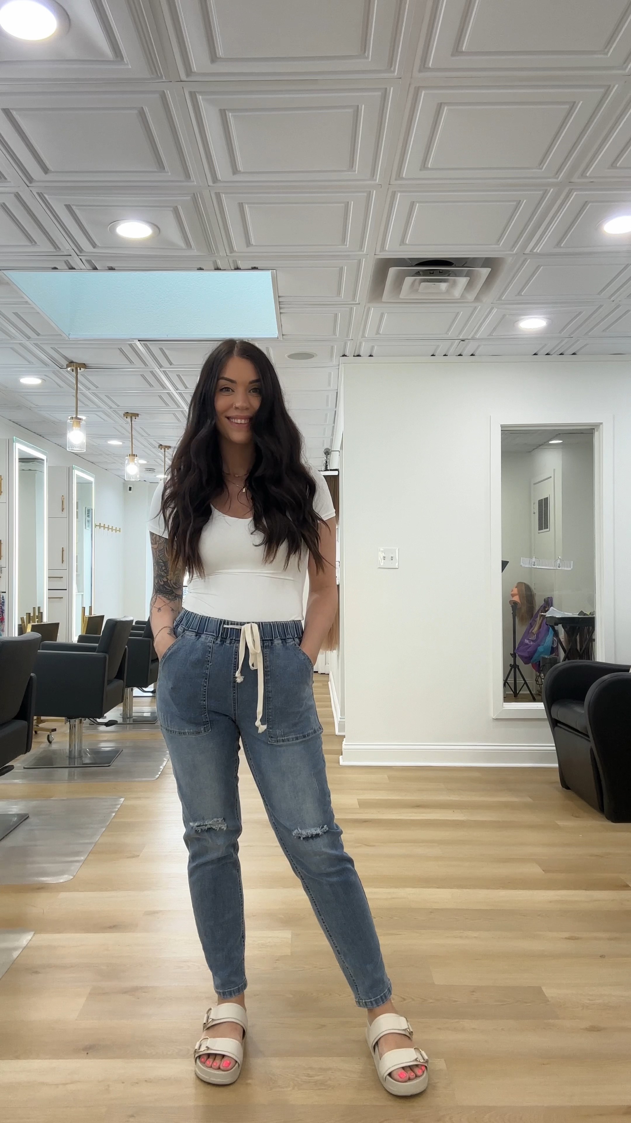 Postpartum + breastfeeding friendly outfit of the day

Buttery soft + stretchy tshirt from Amazon - wearing a medium

Stretchy denim pants from Amazon - wearing a medium

Sandals from Target 

#LTKVideo #LTKfamily #LTKfindsunder50