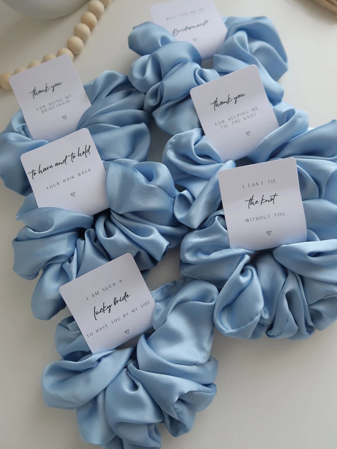 Bridesmaid Scrunchie Oversize Proposal Tag Blue Personalised Bridesmaid Gifts Maid of Honour Scru... | Etsy (US)
