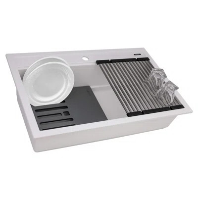 33" L x 9" W Double Basin Drop-In Kitchen Sink with Drain Assembly | Wayfair North America