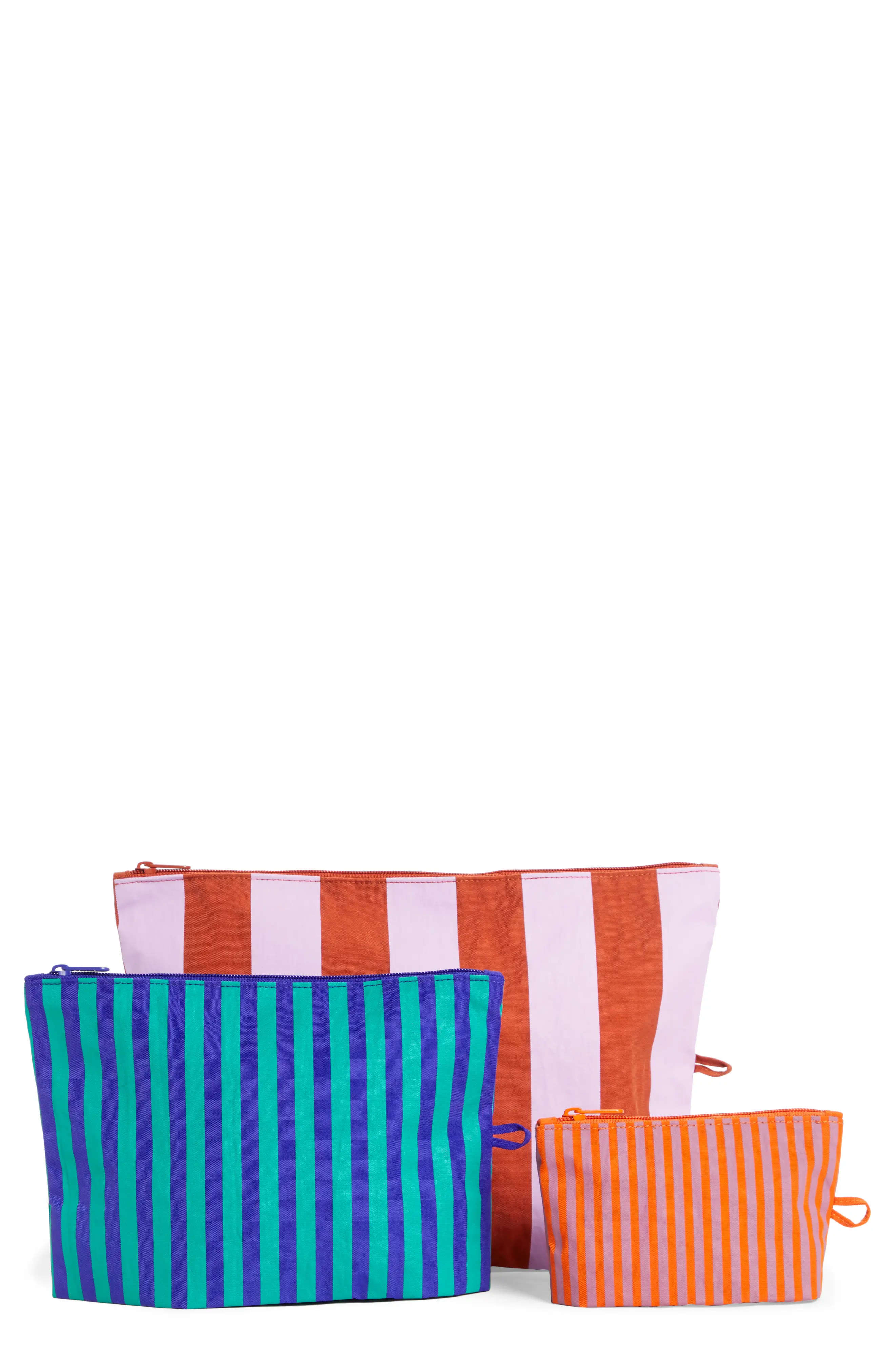 Baggu Go Set Of 3 Nylon Zip Pouches - Orange | Nordstrom
