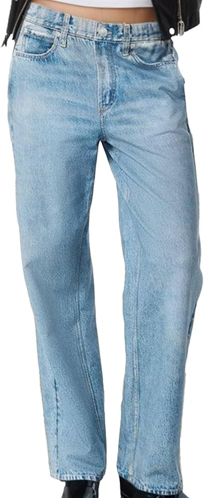 Amazon.com: 1901 SOCIETY Women's Wide Leg Jeans Look Like Denim Cotton Terry Pull-On Print Denim ... | Amazon (US)