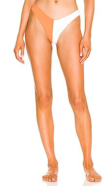 onia Colorblock Chiara Bikini Bottom in White & Papaya from Revolve.com | Revolve Clothing (Global)