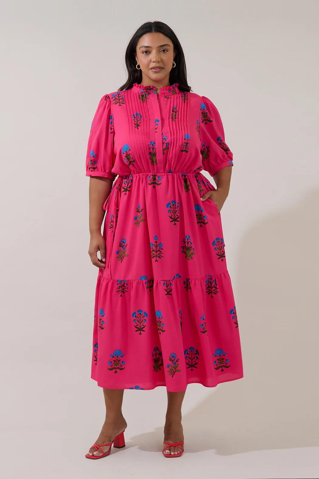 Zurum Pleated Midi Dress Genora Floral Curve | Sugarlips