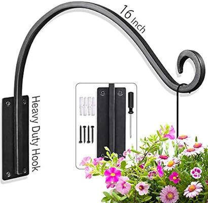 Qiang Ni Plant Hanger Bracket｜Hand-Forged Heavy Duty Plant Hooks (16"/Black) Outdoor Durable an... | Amazon (US)