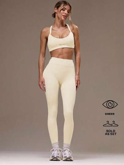 Musera Sport Conjunto esportivo feminino com top de costas cruzadas e leggings para academia e fi... | SHEIN