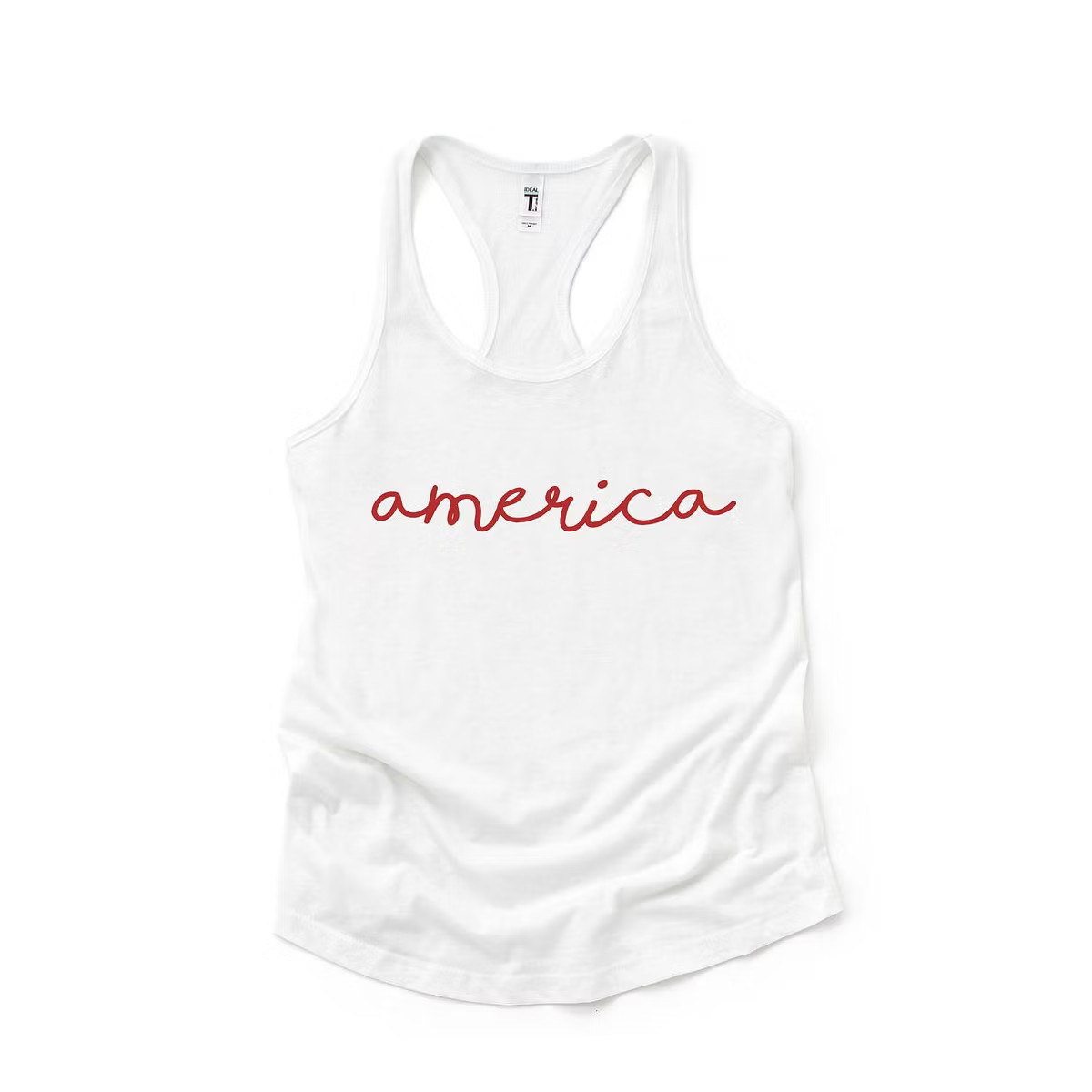 Simply Sage Market Women's America Cursive Racerback Graphic Tank | Target