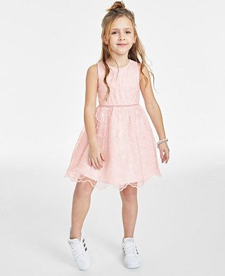 Rare Editions Little & Toddler Girls Pink 3D Floral Organza Social Dress - Macy's | Macy's