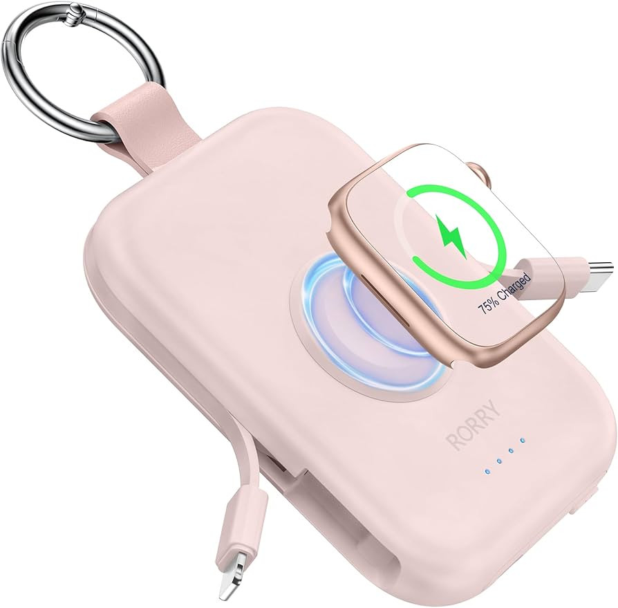 RORRY Portable Charger, 5000mAh Portable Charger Power Bank with Built-in Cables, Travel Keychain... | Amazon (US)