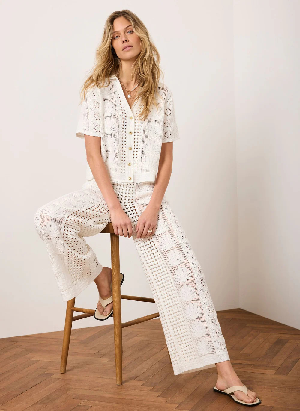 Cream Crochet Shell Shirt | Mint Velvet - US