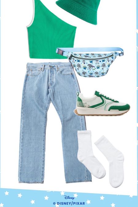 Toy story outfit with Kelley green and Stoney Clover Lane fanny pack with buzz light year