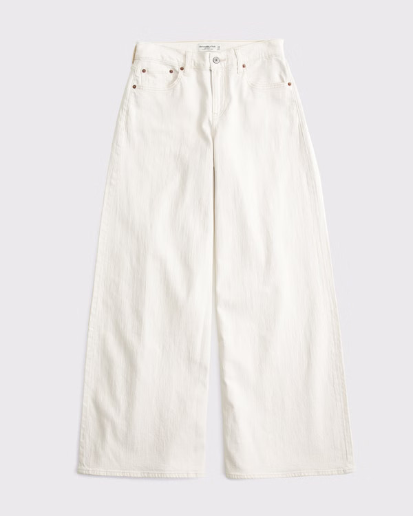 Linen-Blend Ultra Wide Leg Jean | Abercrombie & Fitch (US)