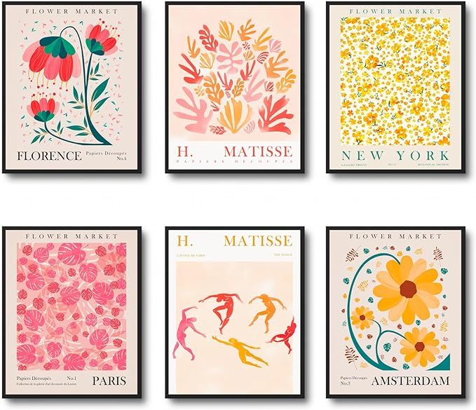 dazongweihan Pink Matisse Prints Wall Art, Aesthetic Posters Danish Wall Art,Unframed, Flower Mar... | Amazon (US)