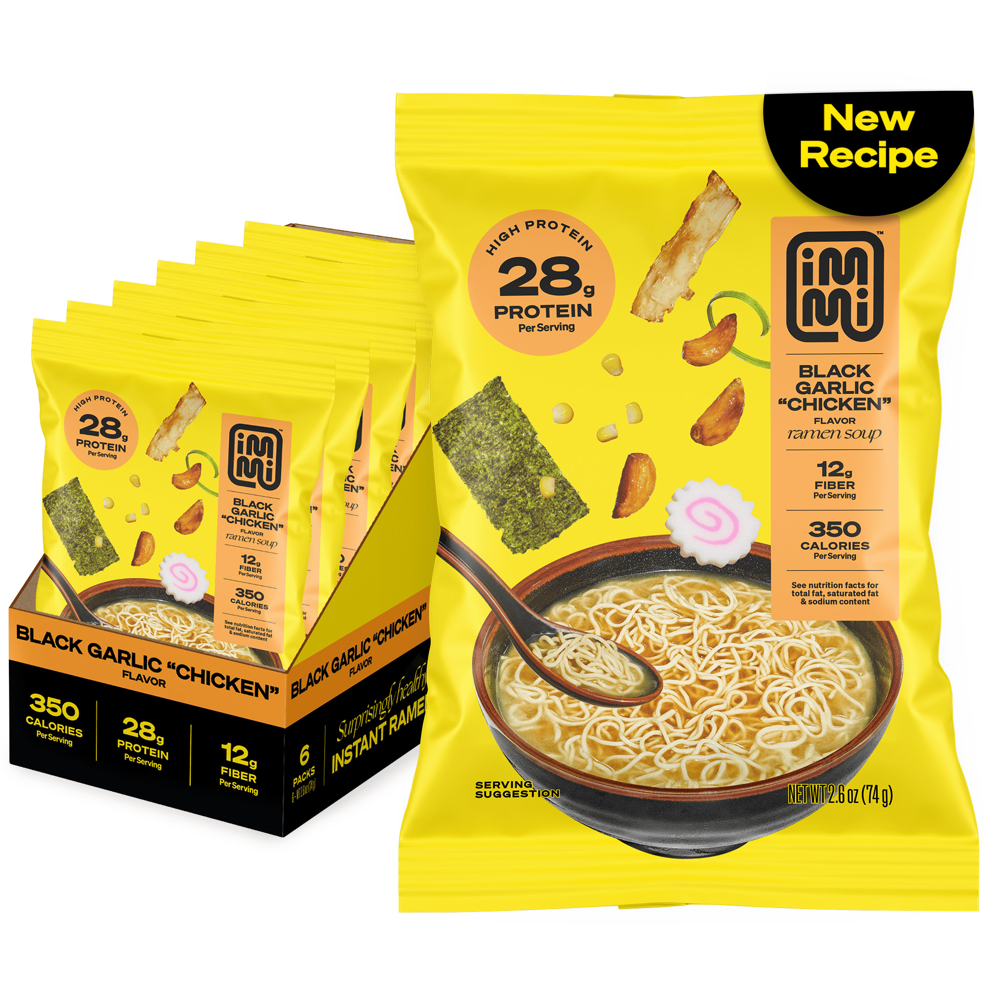 Immi Black Garlic "Chicken" Instant 28g Protein, 12g Fiber, 100% Plant Based 6 Pack | Walmart (US)