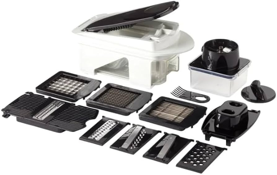 11-Piece Vegetable Chopper & Slicer \u2013 5 Interchangeable Stainless Steel Blades, 3 Dicing Siz... | Amazon (US)