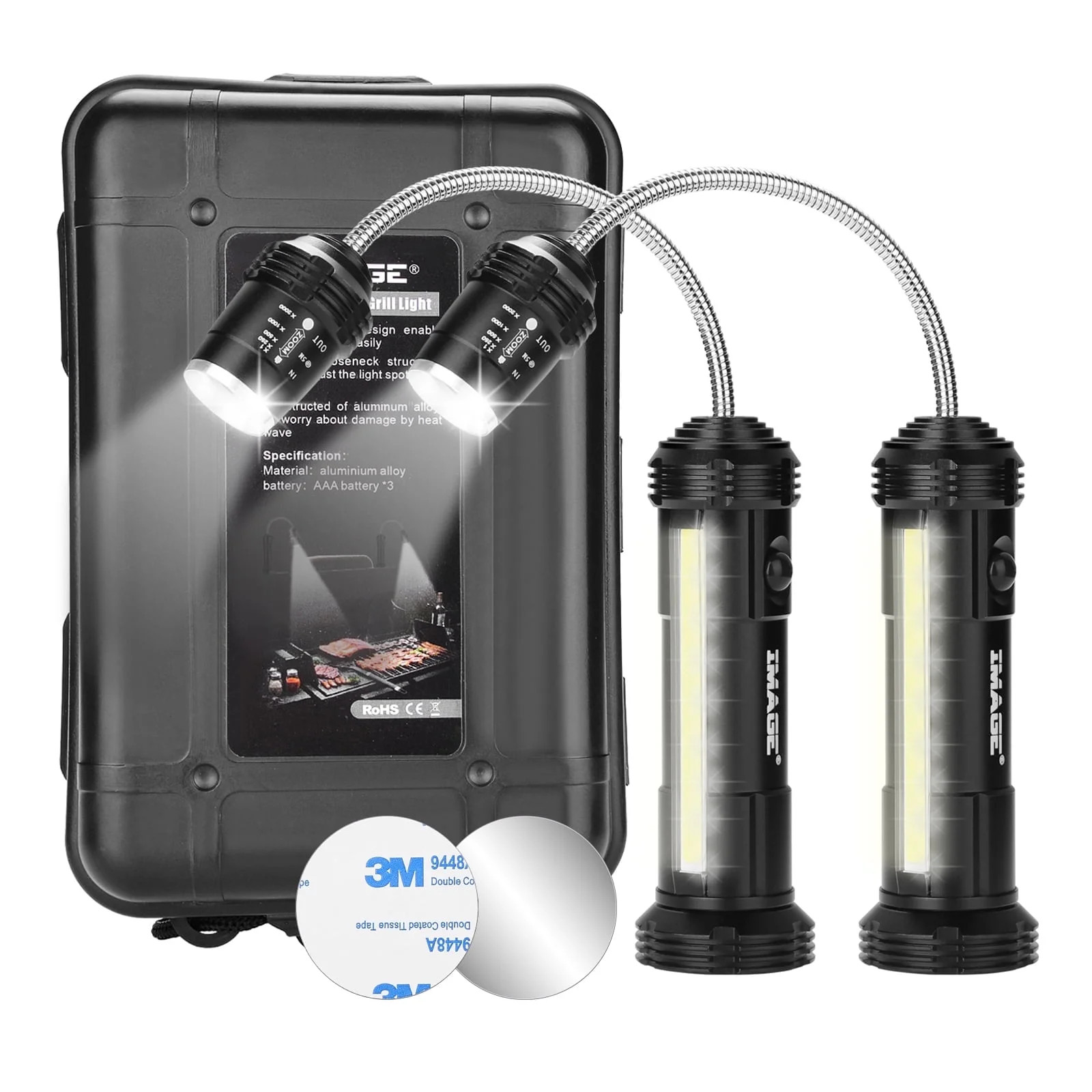 IMAGE BBQ Grill LED Lights 2pack Adjustable Magnetic Base Barbecue Side Lamp Outdoor | Walmart (US)