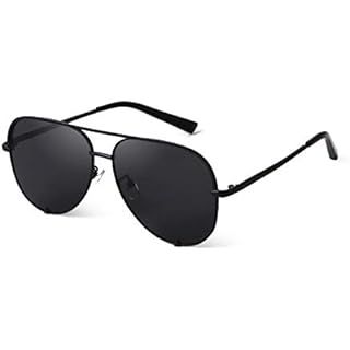 Amazon.com: VivienFang Premium Polarized Sunglasses Womens, Trendy Black Oversized Aviator Sungla... | Amazon (US)