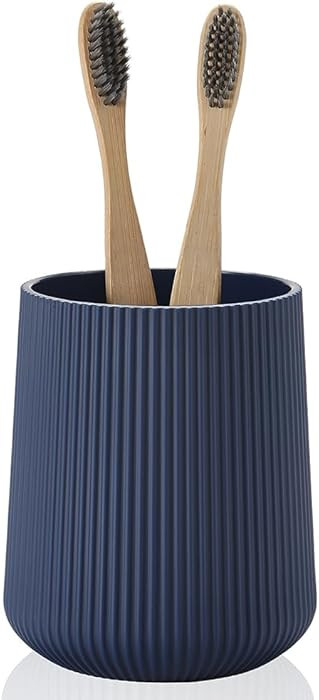 Navy Blue Striped Toothbrush Holder for Electric Toothbrushes Bathroom Organizer for Toothpaste K... | Amazon (US)