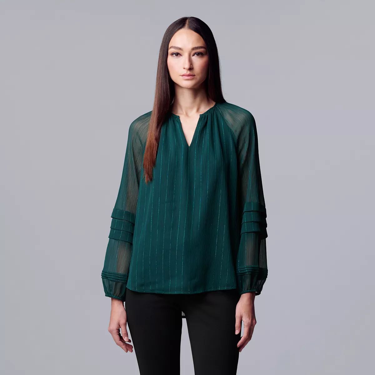 Women's Simply Vera Vera Wang Pleated Sleeve Blouse | Kohl's