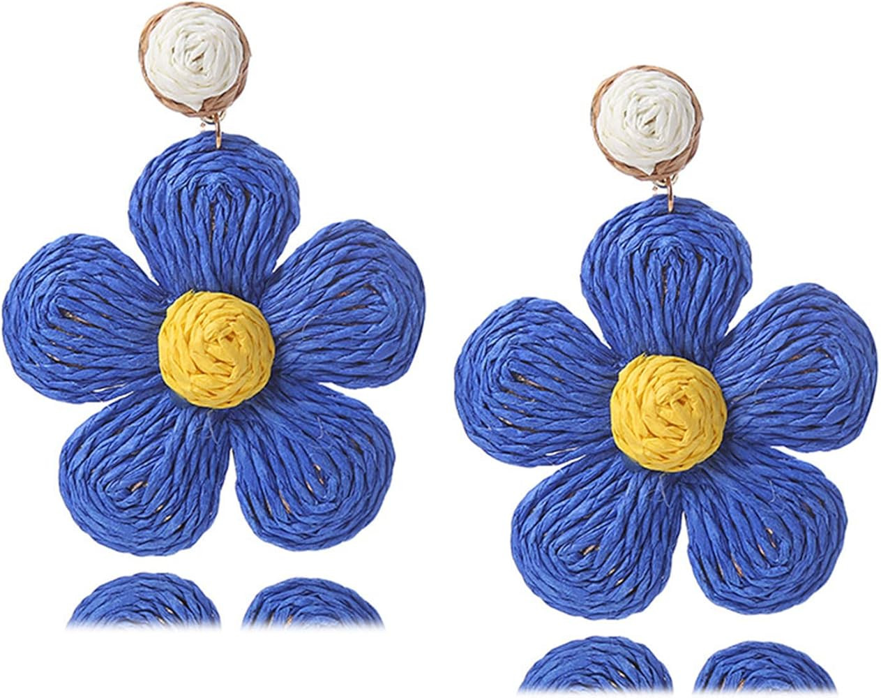 Bohemian Rattan Flower Drop Dangle Earring for Women Boho Colorful Raffia Straw Wicker Statement ... | Amazon (US)