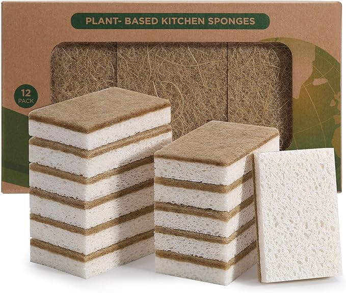 Natural Sponges for Dishes 12 Pack - Keep Soap Biodegradable Kitchen Sponge Compostable Coconut S... | Amazon (US)