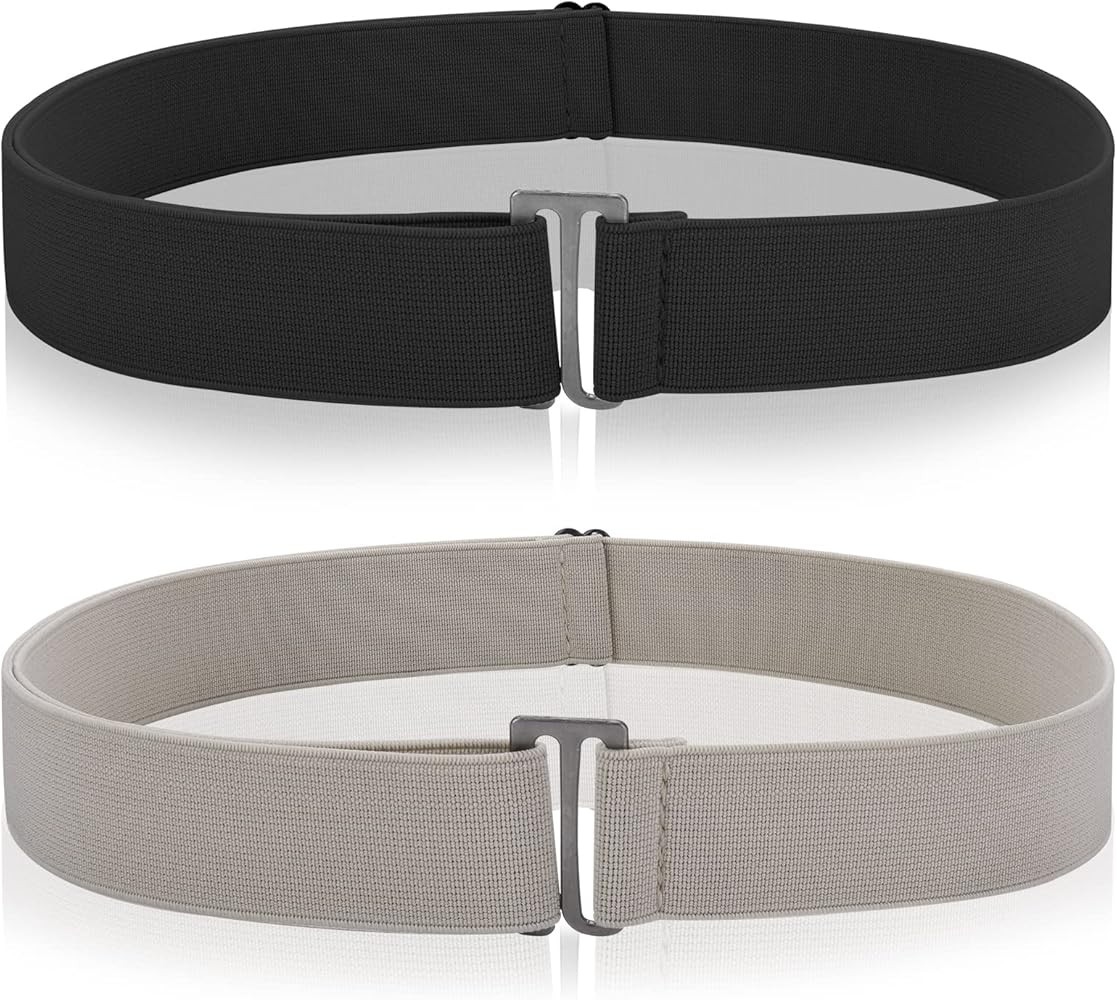 2PCS No Show Women's Stretch Belt Invisible No Show Belt No Show Invisible Belt Women Elastic Str... | Amazon (US)