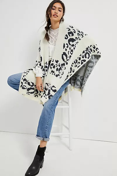 Sage Leopard Eyelash Kimono | Anthropologie (US)