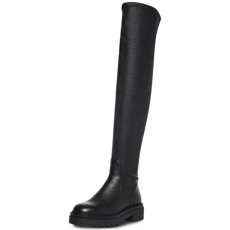 Steve Madden Gibbs Block Heel Rounded Toe Over the Knee Leather Fashion Boots (Black, 9.5) | Walmart (US)