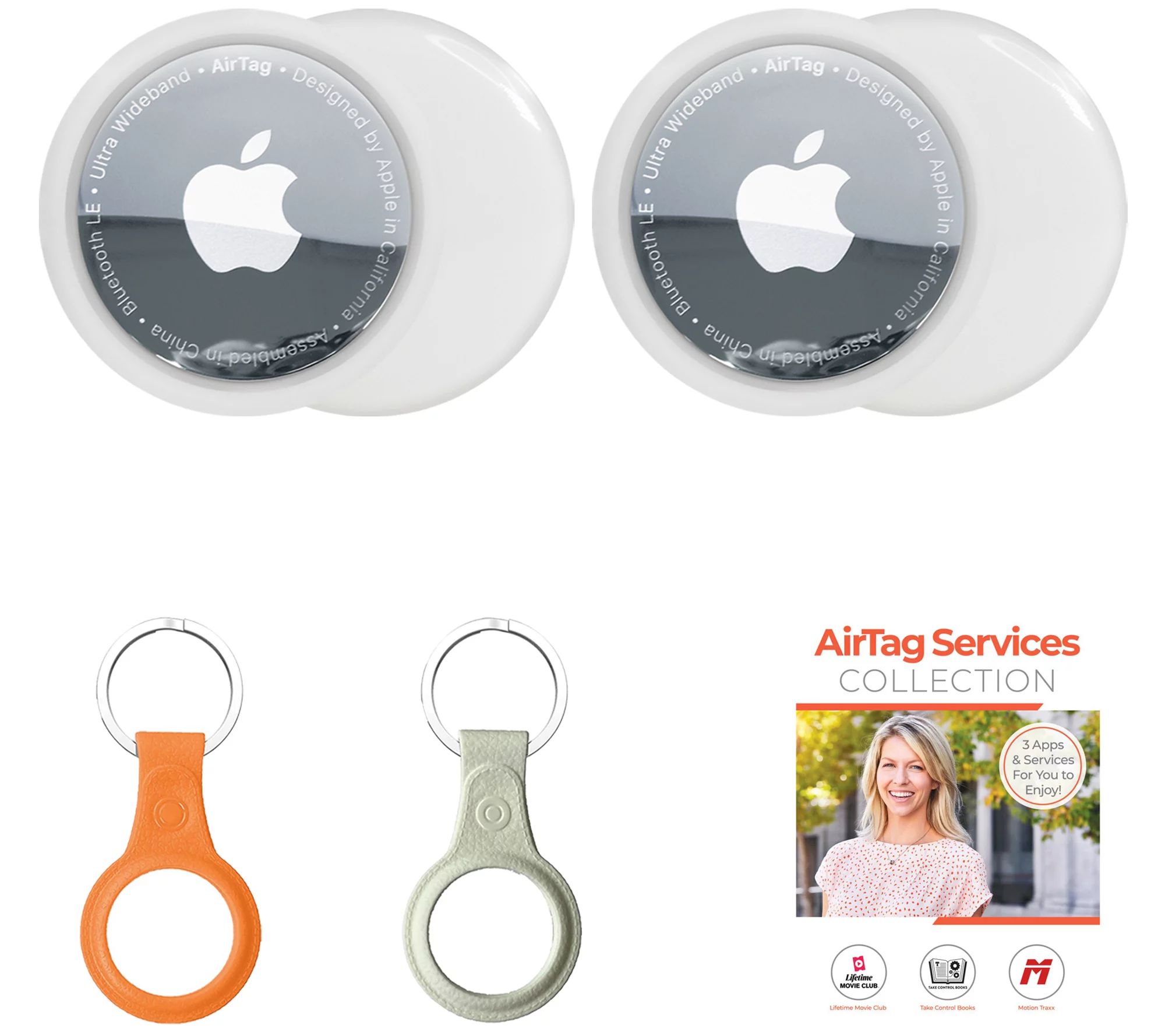 Apple AirTag 2-Pack with 2 TPU Keychains & Voucher - QVC.com | QVC