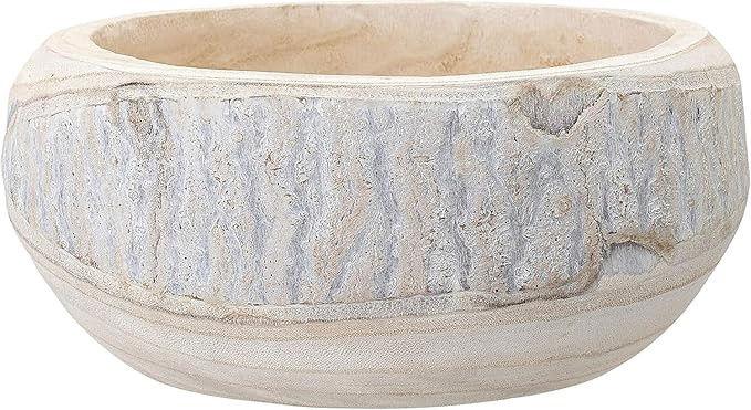 Large Whitewashed Decorative Wood Bowl - Dramatically Textured Hand-Carved Paulownia Wooden Cente... | Amazon (US)