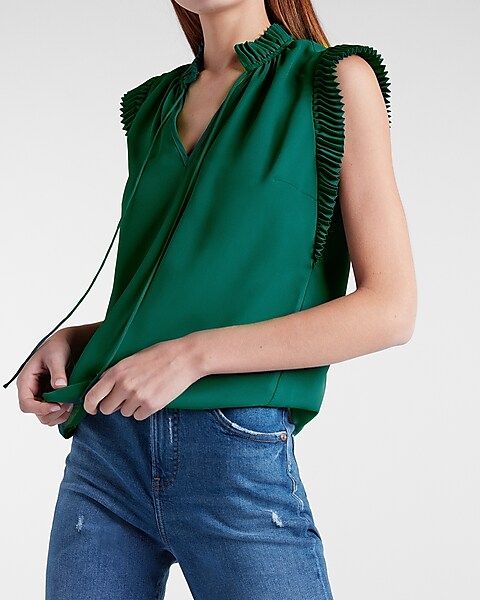 Pleated Mock Neck Top | Express