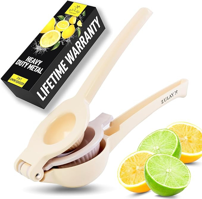 Zulay Kitchen Metal 2-in-1 Lemon Squeezer - Sturdy Max Extraction Hand Juicer Lemon Squeezer Gets... | Amazon (US)