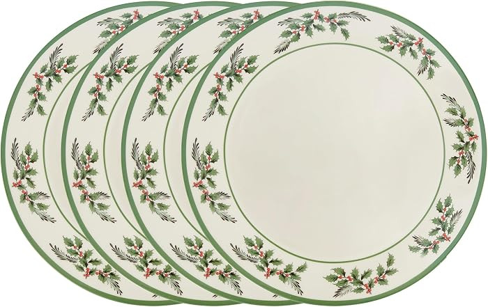 Spode \u2013 Christmas Tree \u2013 Christmas Tree Holly 10" Plates - Multicolor, Set of 4 | Amazon (US)