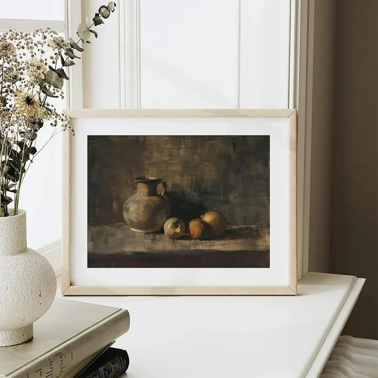 Farmhouse Still Life Picture Living Room - Rustic Vintage Decor for Bedroom - Peach Fruit Dining ... | Walmart (US)