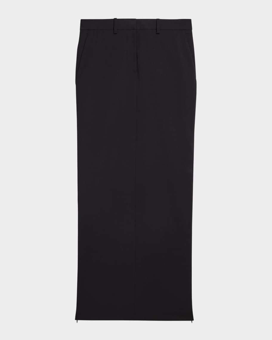 Zipped Wool Maxi Skirt | Neiman Marcus