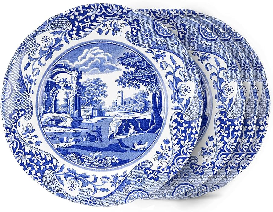 Spode Blue Italian Salad Plates Set of 4, 7.25”, Fine Earthenware, Made in England, Dishwasher ... | Amazon (US)