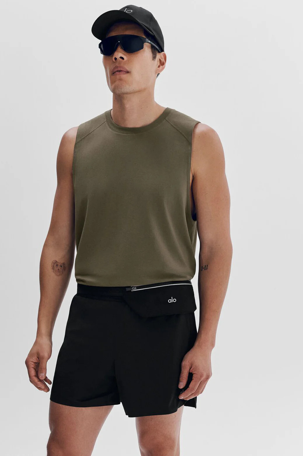 ALO Vapor Muscle Tank Top in Olive Tree Green, Size: XL | Alo Yoga