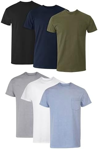 Hanes Men's Pocket T-Shirt Pack, 6-Pack, Cool & Breathable Cotton Tees, Stay-Tucked Undershirts f... | Amazon (US)